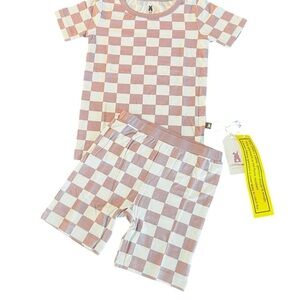 BUMBUNNY Girls  Checkered Pajama Set - Lavender and White Size 3T NWT